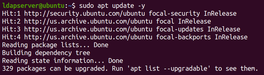 openldap1-Updating the system’s package list
