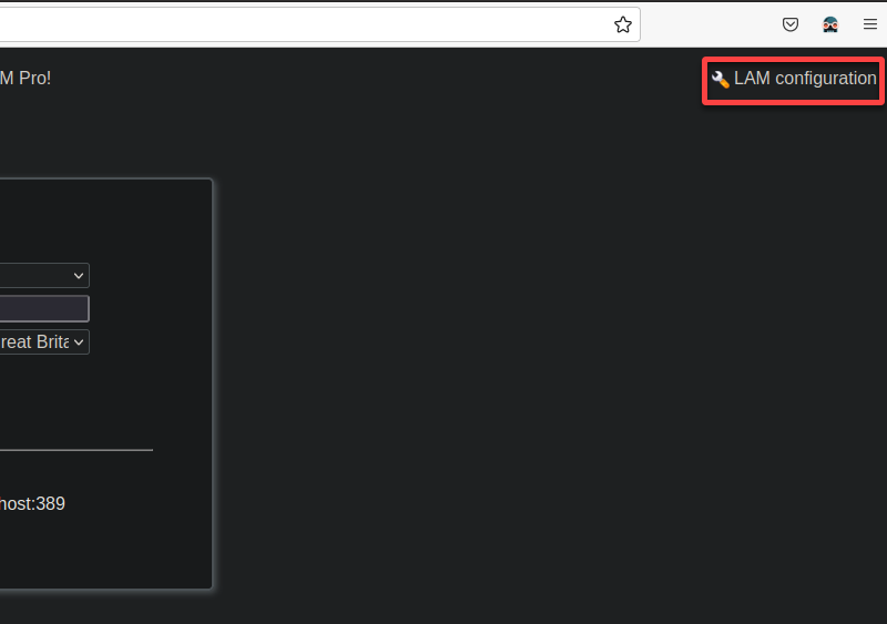 Accessing the LAM Account Manager