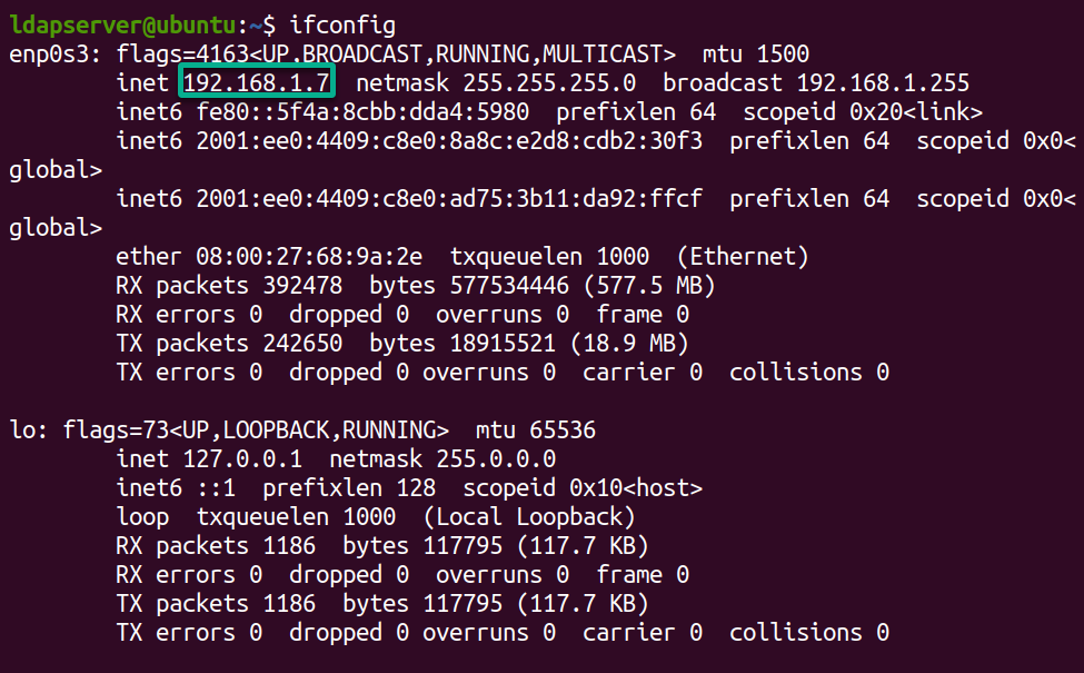 Noting down the server’s IP address
