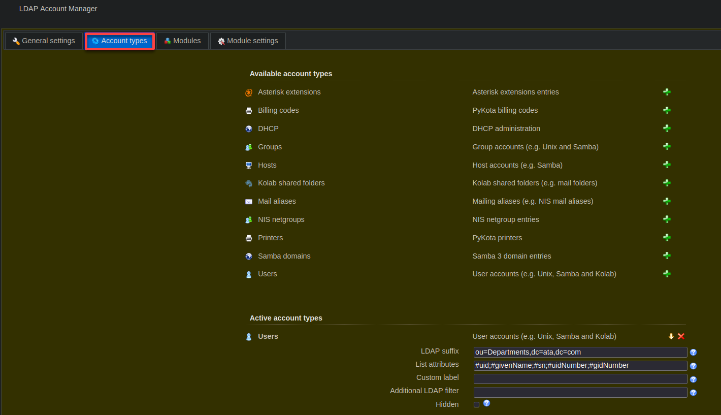Accessing the account types