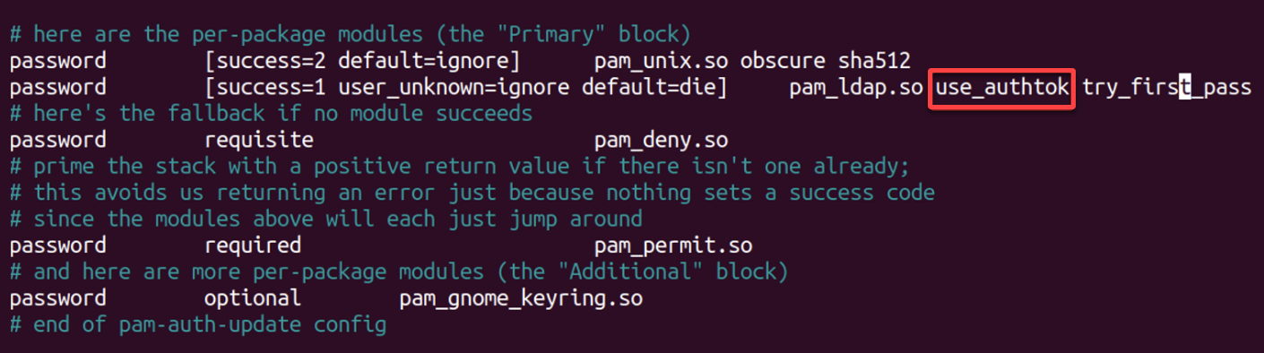 Adjusting the PAM password settings