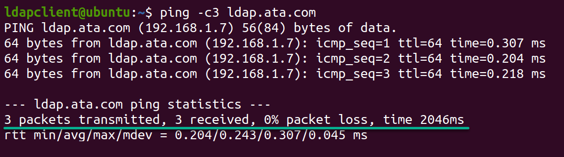 Pinging the LDAP server