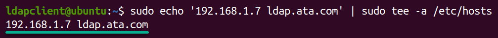 Adding the OpenLDAP server's hostname and IP address to the hosts file