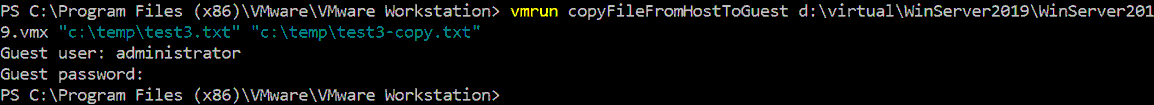 How to copy files to virtual machine by using vmrun