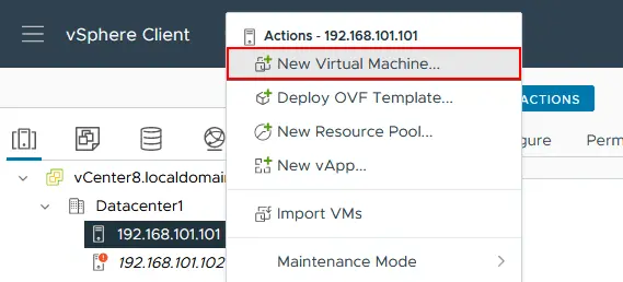 Creating a new virtual machine with VMware vSphere Client