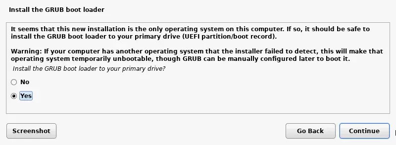 Installing the GRUB boot loader