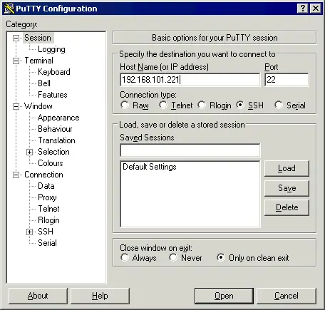 Using PuTTY as an SSH client in Windows