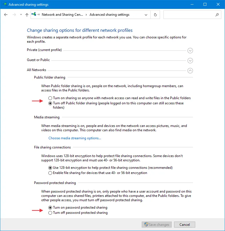 How to enable file sharing in Windows 10 without passwords