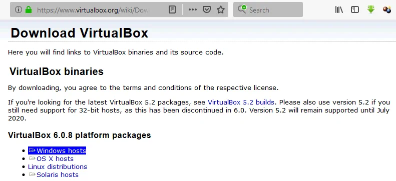 How to update VirtualBox – downloading the latest installer