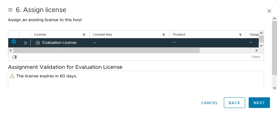 Assigning the license to an ESXi host