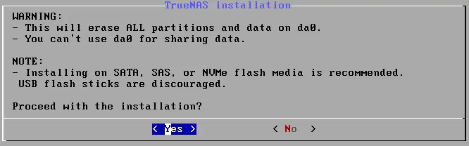 The warning message is displayed before erasing disk partitions