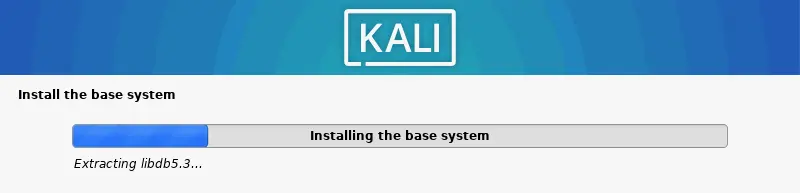 Progress of installing Kali Linux on VirtualBox