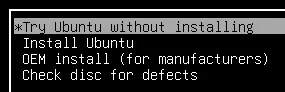 Booting from the Ubuntu Live DVD for changing the forgotten ESXi password for root.