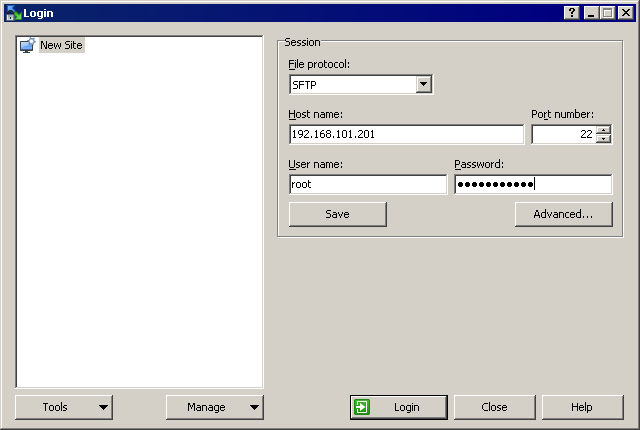 Connecting to an ESXi host in WinSCP to copy files