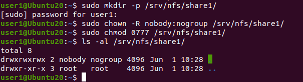 Creating a directory for an NFS share
