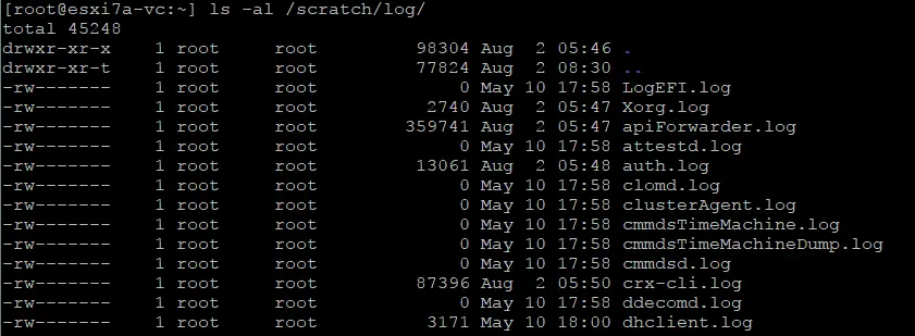 The location of VMware ESXi host logs