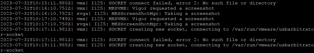 Contents of vmware.log