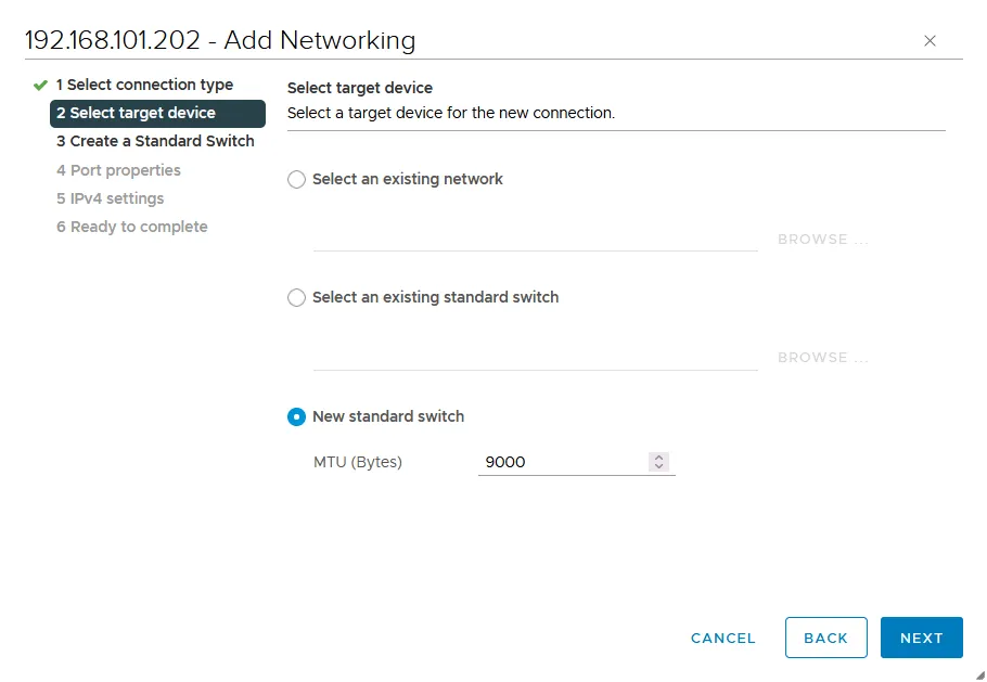 How to configure vMotion - creating a virtual switch