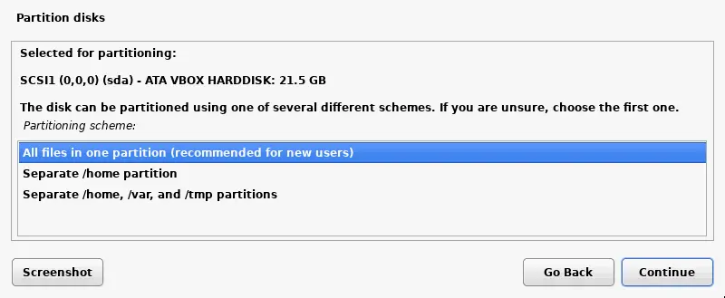 Kali Linux disk partitioning – all files in one partition