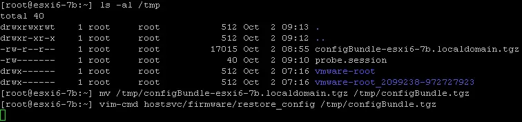 How to restore ESXi configuration from a backup