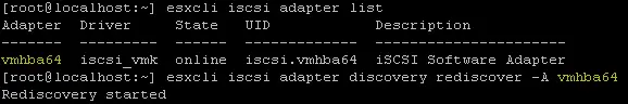 Using ESXi shell commands to re-discover and re-scan iSCSI adapters