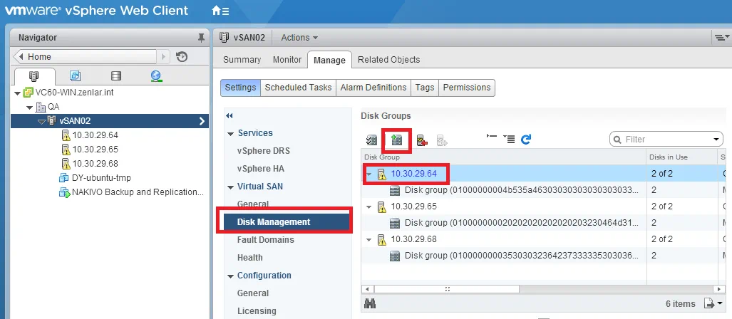 ESXi Host - Create new disk group