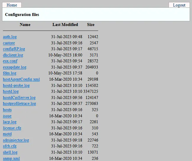 How to check VMware ESXi logs in a web browser