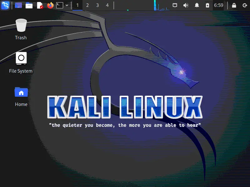Gnome desktop of Kali Linux