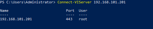 Connecting to an ESXi host in VMware PowerCLI