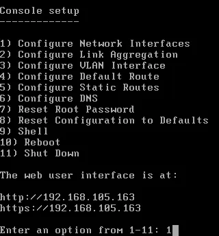 Opening network settings in TrueNAS Core