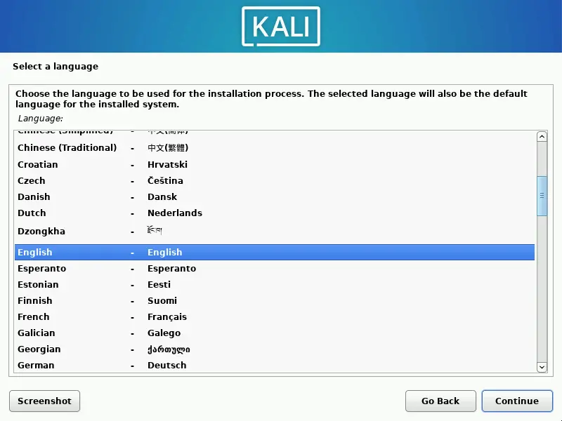 Selecting the languages