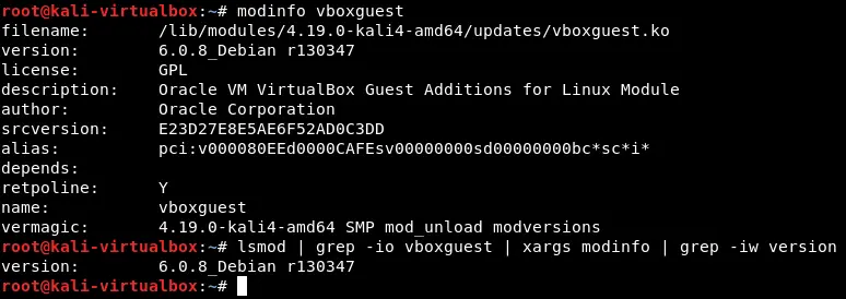 Checking the version of VirtualBox Guest Additions