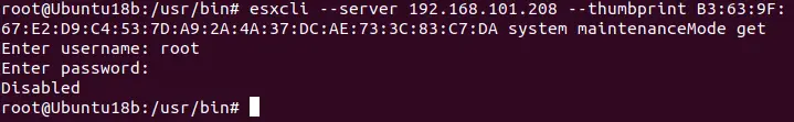 A username and password are needed to run the command on an ESXi server.
