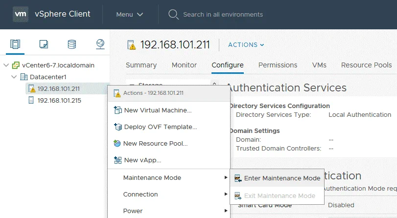 Entering an ESXi host to maintenance mode before remediating and changing the ESXi password.