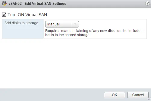 Virtual SAN settings