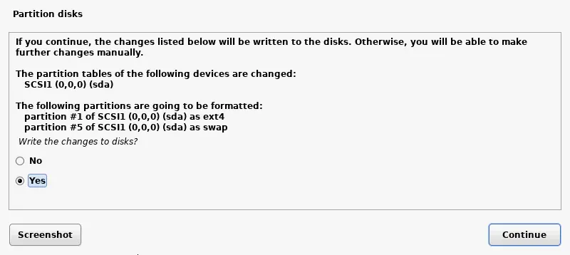 confirmation of writing changes to the disk