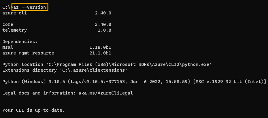 Checking your Azure CLI version