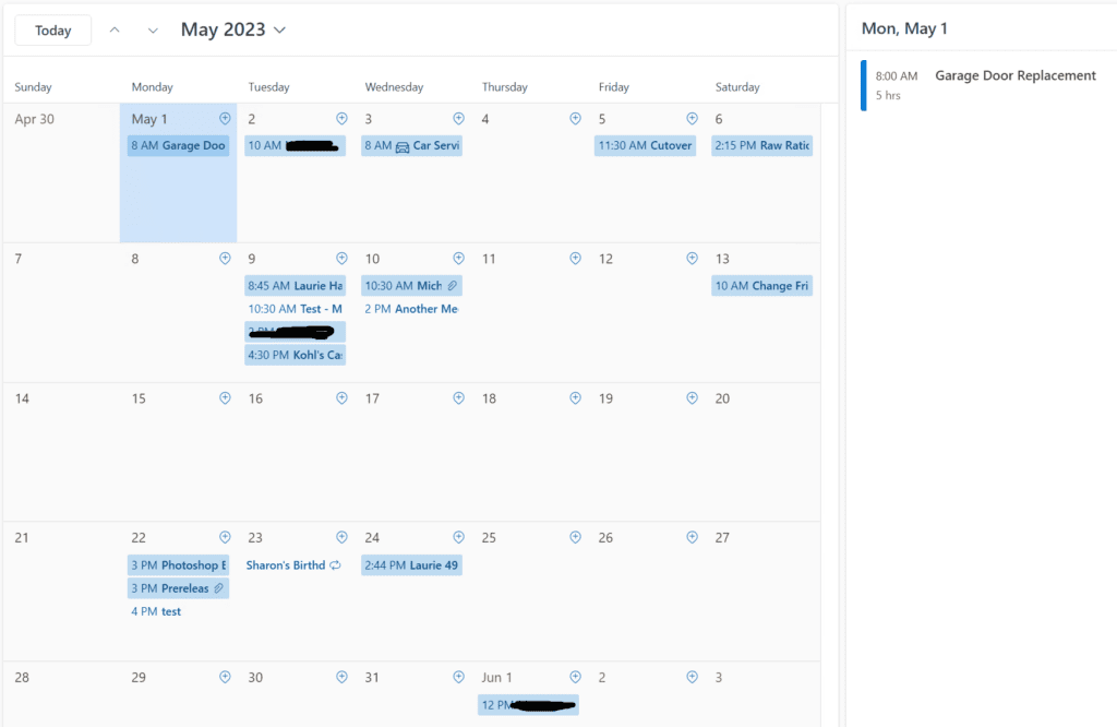 The Calendar items imported successfully