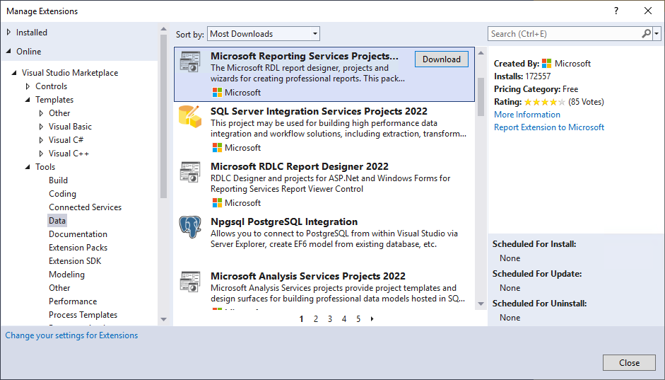 Checking the Extensions menu in Visual Studio 2022