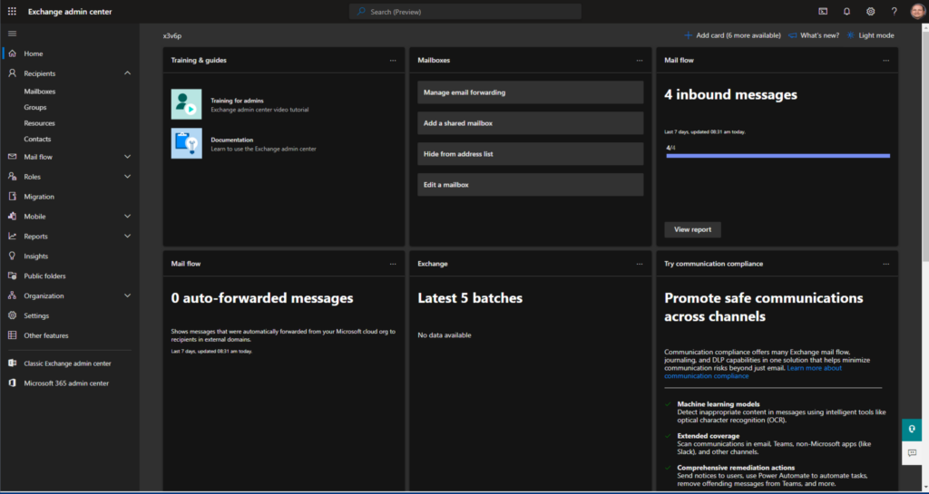 The Exchange Admin Center