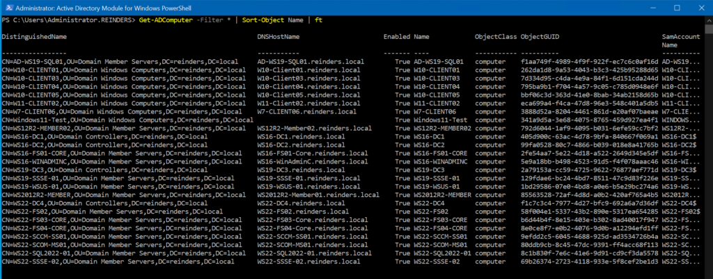 We are using Sort-Object to alphabetically display our computers