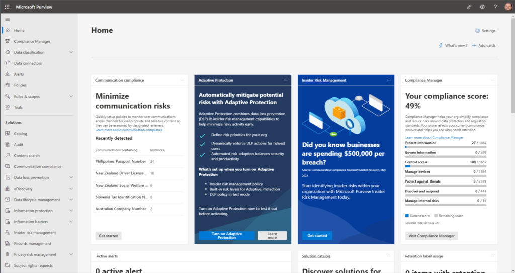 The Microsoft PurView Admin Center