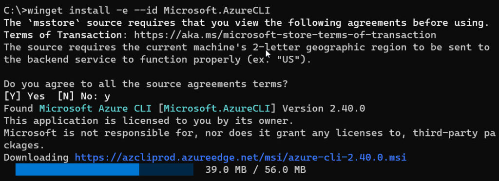 You can install the Azure CLI with the Windows Package Manager