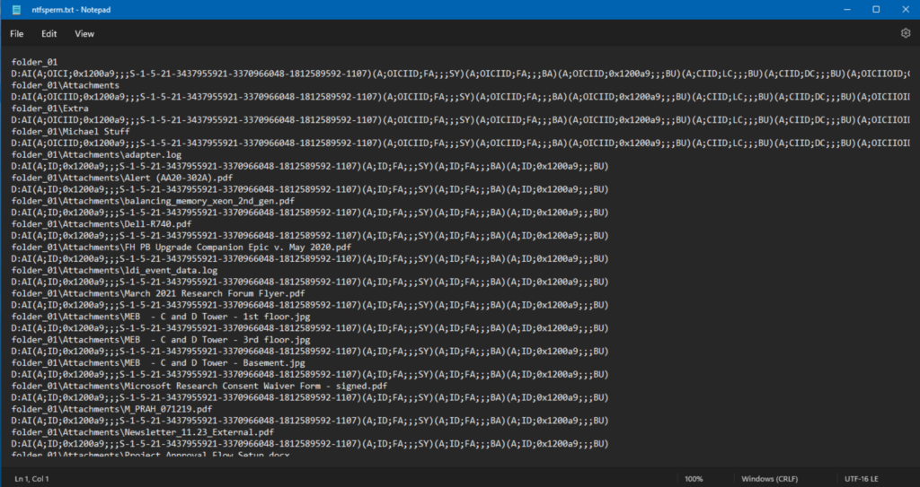 Viewing the permissions in a wonderfully 'raw' form
