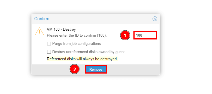 Confirm to Remove VM