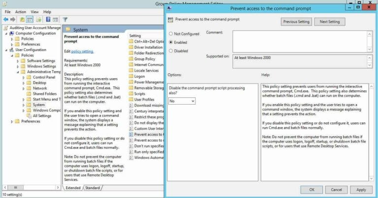 Control access to Command Prompt