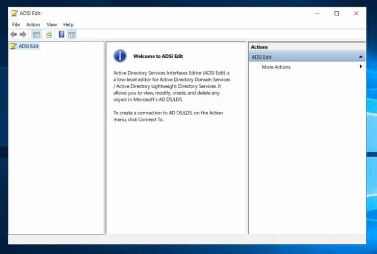 ADSI Edit opened for the first time will be blank