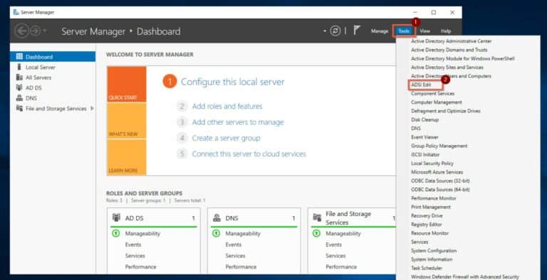 How to Find SamAccountName in Active Directory. Open ADSI Edit from Server Manager