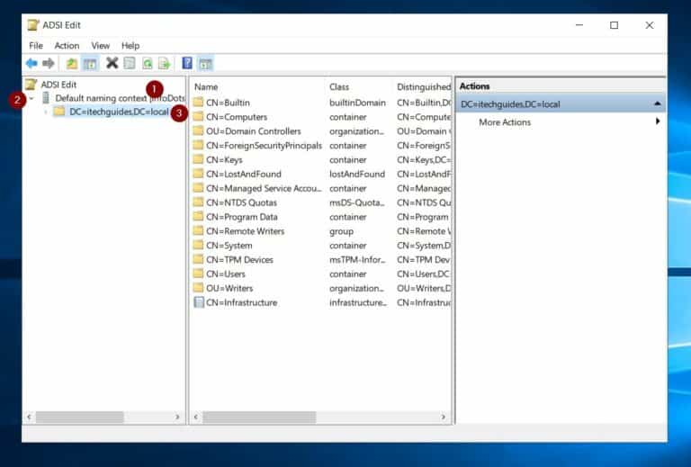 Display Active Directory default naming context in ADSI Edit