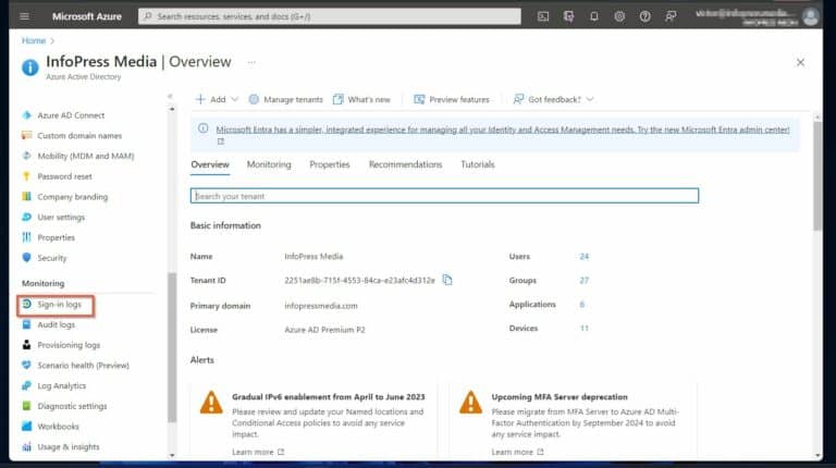 Using Sign-in Logs to Monitor and Analyze User Activities